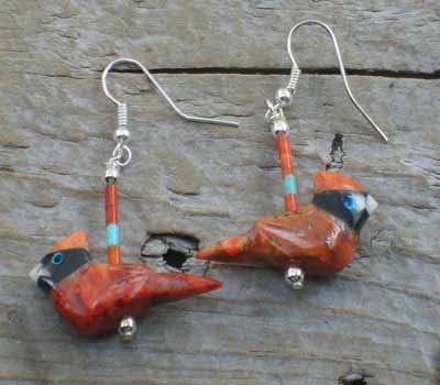 SouthWest  Carved Cardinal Earrings